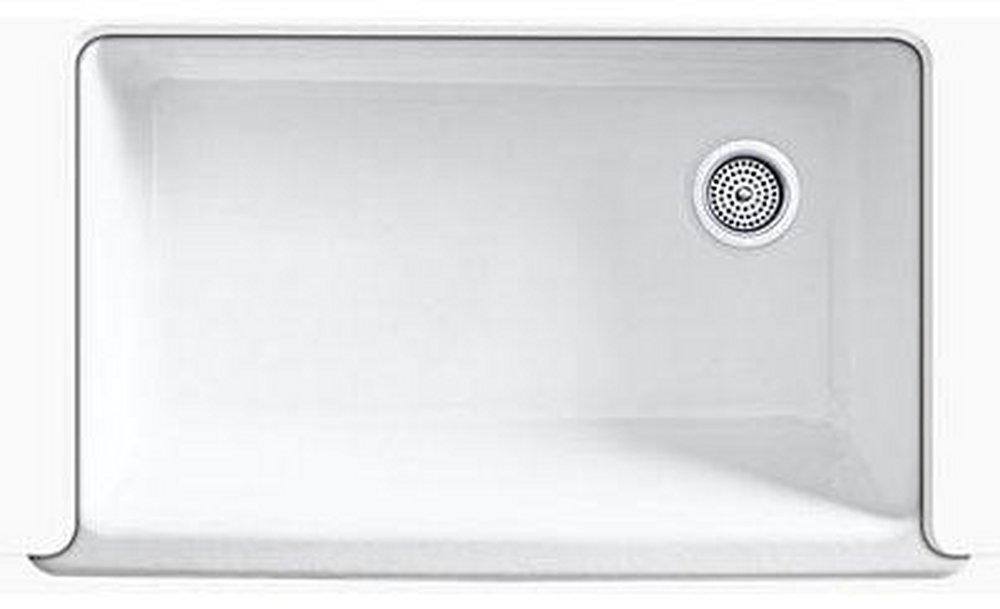 KOHLER Grey 35-1/2 x 21-9/16 in. Cast Iron Single Bowl Farmhouse Kitchen Sink with Short Apron 