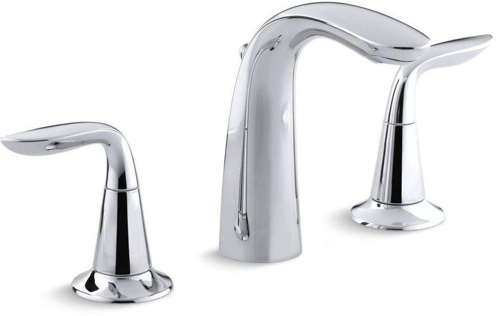 KOHLER Polished Chrome Two Handle Widespread Bathroom Sink Faucet 