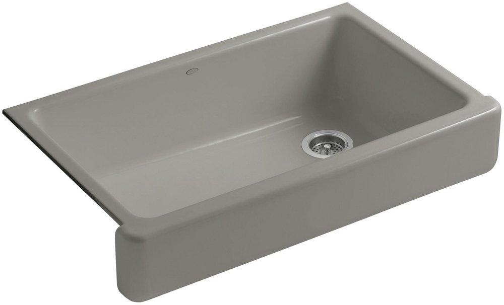 KOHLER Cashmere 35-1/2 x 21-9/16 in. Cast Iron Single Bowl Farmhouse Kitchen Sink with Short Apron 