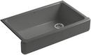 KOHLER Thunder&trade; Grey 35-1/2 x 21-9/16 in. Cast Iron Single Bowl Farmhouse Kitchen Sink with Short Apron 