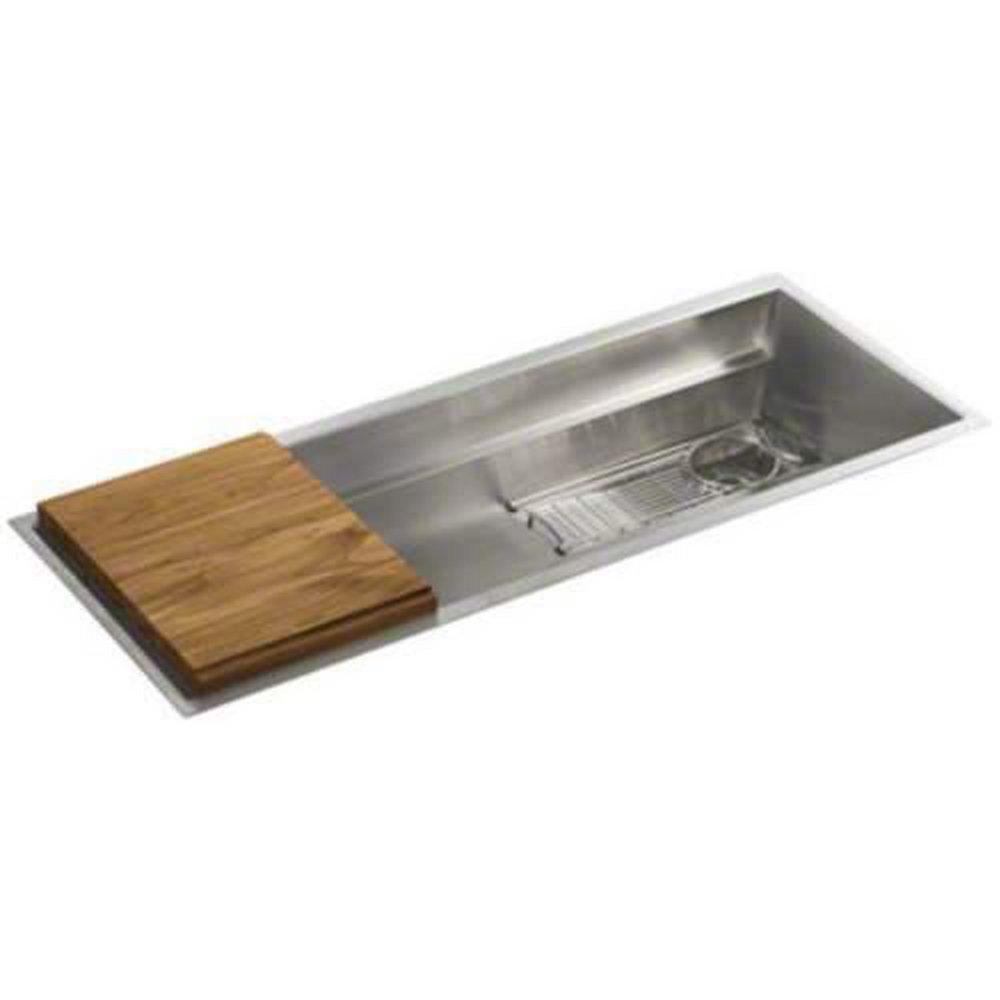 Kallista Stainless Steel 45 x 18 in. No Hole Single Bowl Kitchen Sink 