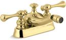 2-Hole Bidet Faucet with Double Traditional Lever Handle in Vibrant Polished Brass