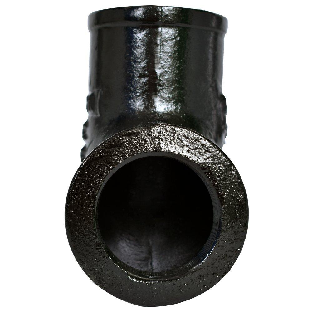 Black No Hub 90 Degree Cast Iron Reducing Tapped 1/4 Bend 