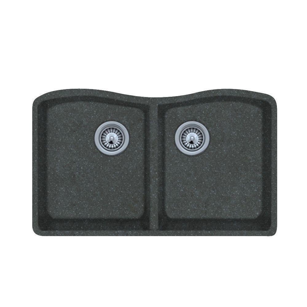 Swan Corporation Nero 32 x 21 in. 1 Hole Composite Double Bowl Undermount Kitchen Sink 