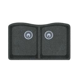 32 x 21 in. 1 Hole Composite Double Bowl Undermount Kitchen Sink in Nero