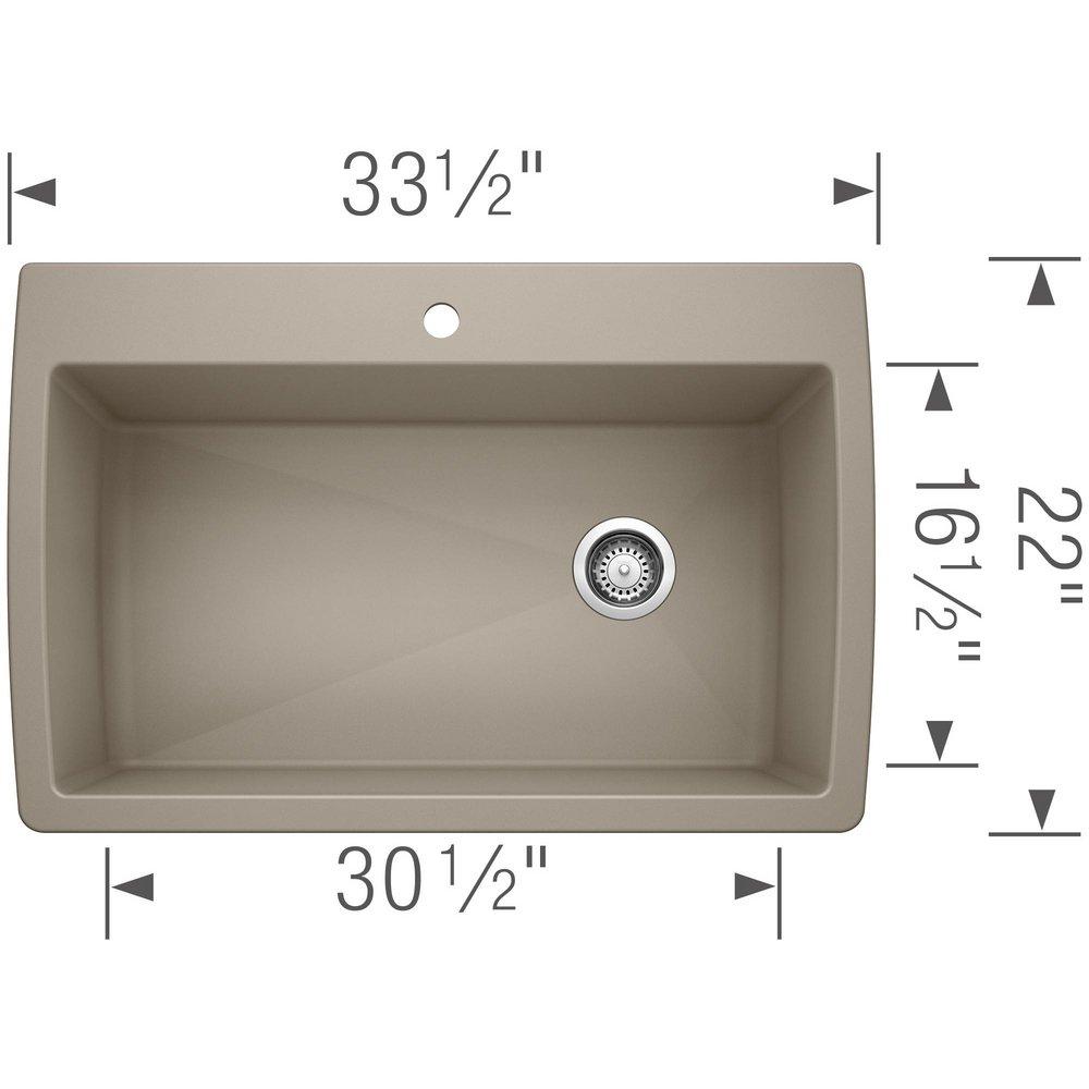 BLANCO Truffle 33-1/2 x 22 in. 1 Hole Composite Single Bowl Dual Mount Kitchen Sink 