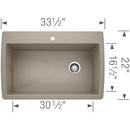 BLANCO Truffle 33-1/2 x 22 in. 1 Hole Composite Single Bowl Dual Mount Kitchen Sink 