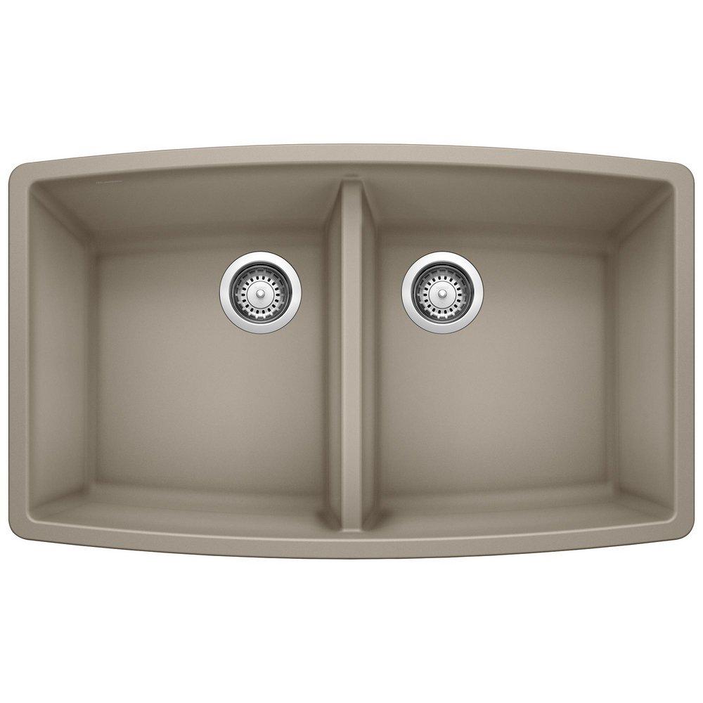 BLANCO Truffle 33 x 20 in. No Hole Composite Double Bowl Undermount Kitchen Sink 