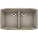 33 x 20 in. No Hole Composite Double Bowl Undermount Kitchen Sink in Truffle
