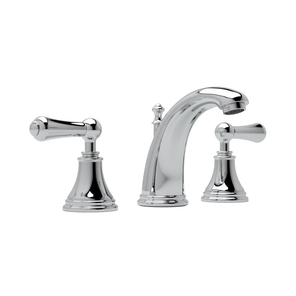 Perrin & Rowe Polished Chrome Two Handle Widespread Bathroom Sink Faucet 