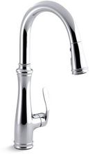 KOHLER Polished Chrome Single Handle Pull Down Kitchen Faucet with Three-Function Spray, Magnetic Docking and Sweep Spray Technology 