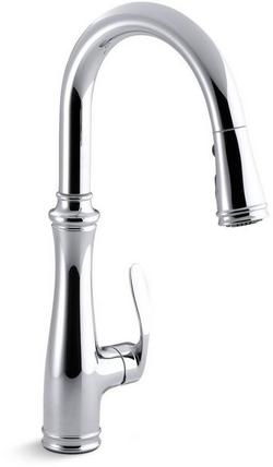 Single Handle Pull Down Kitchen Faucet in Polished Chrome