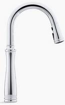 KOHLER Polished Chrome Single Handle Pull Down Kitchen Faucet with Three-Function Spray, Magnetic Docking and Sweep Spray Technology 