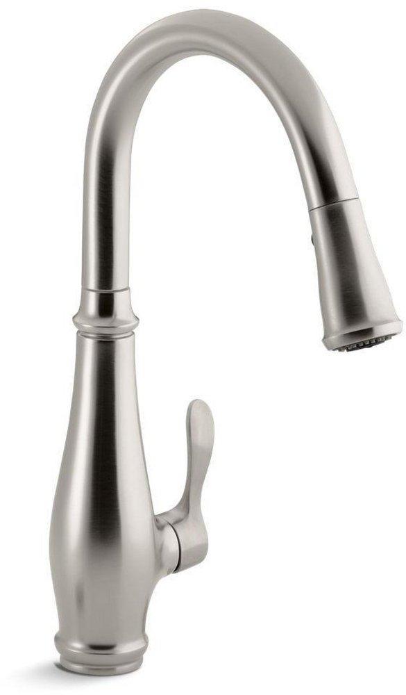 KOHLER Vibrant Stainless Single Handle Pull Down Kitchen Faucet with Three-Function Spray, Magnetic Docking and Sweep Spray Technology 