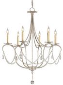 Currey and Company Silver Leaf 60W 6-Light Candelabra E-12 Base Chandelier 