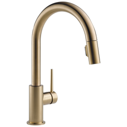 Single Handle Pull Down Kitchen Faucet in Champagne Bronze