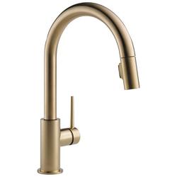 Single Handle Pull Down Kitchen Faucet in Champagne Bronze
