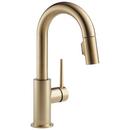 Single Handle Pull Down Bar Faucet with Two-Function Spray and Magnetic Docking in Champagne Bronze