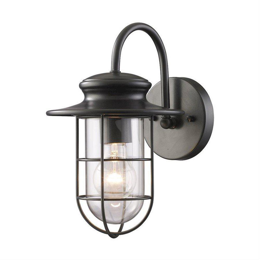 Elk Home Matte Black 12 in. 100W 1-Light Outdoor Wall Sconce 