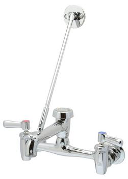 Two Lever Handle Wall Mount Service Faucet in Polished Chrome