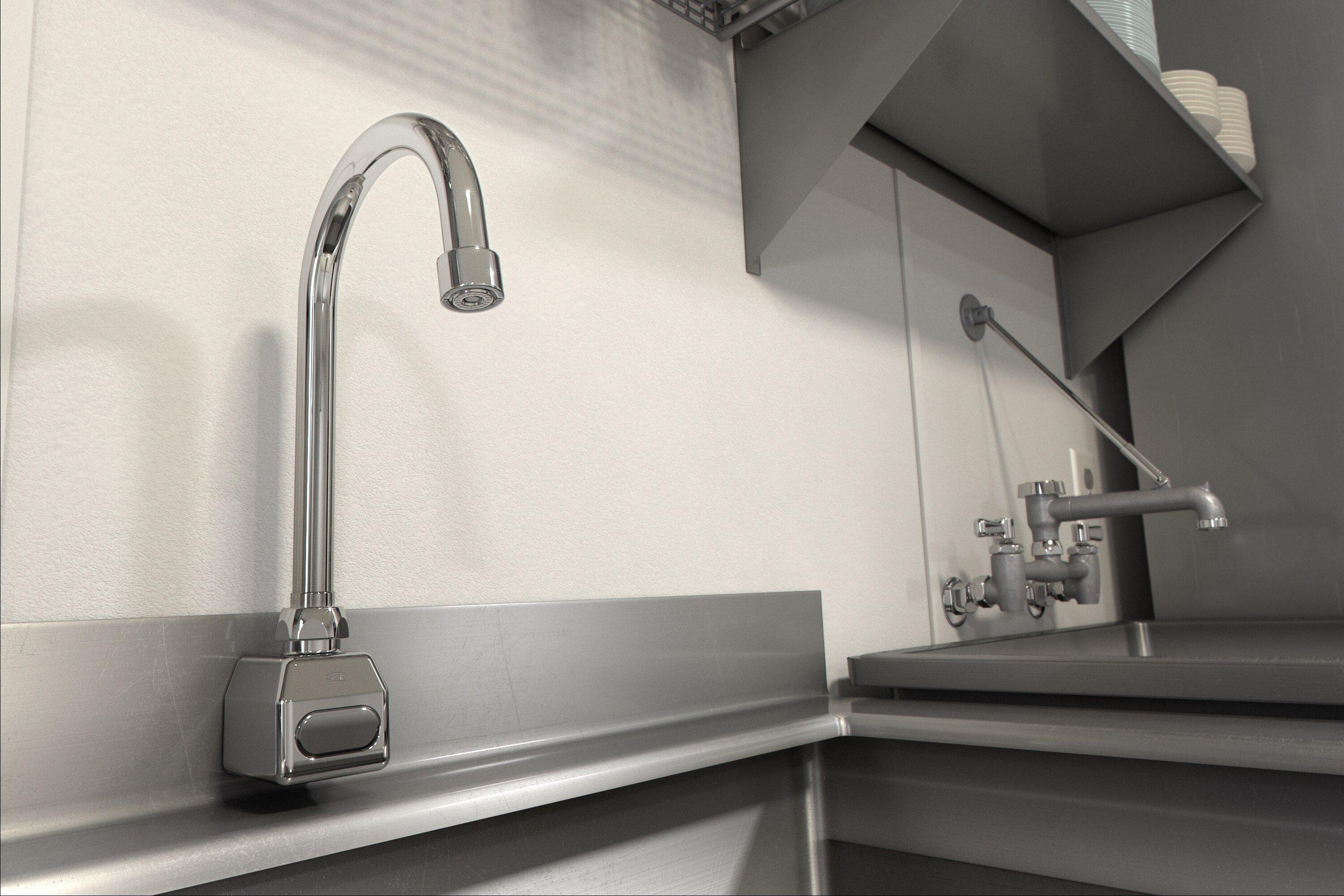 Zurn Polished Chrome Double Lever Handle Sink Faucet 6 in. Vacuum Breaker Spout 