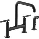 KOHLER Matte Black Two Handle Bridge Kitchen Faucet 