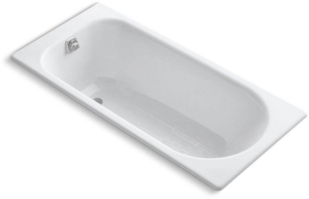 KOHLER White 59 x 28 in. Soaker Drop-In Bathtub with Reversible Drain 