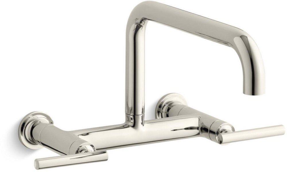 KOHLER Vibrant&reg; Polished Nickel Two Handle Bridge Kitchen Faucet 
