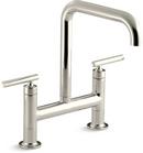 KOHLER Vibrant&reg; Polished Nickel Two Handle Bridge Kitchen Faucet 