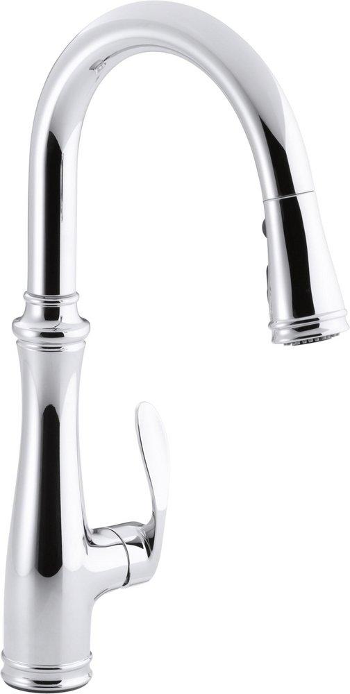 KOHLER Vibrant Stainless Single Handle Pull Down Kitchen Faucet with Three-Function Spray, Magnetic Docking and Sweep Spray Technology 