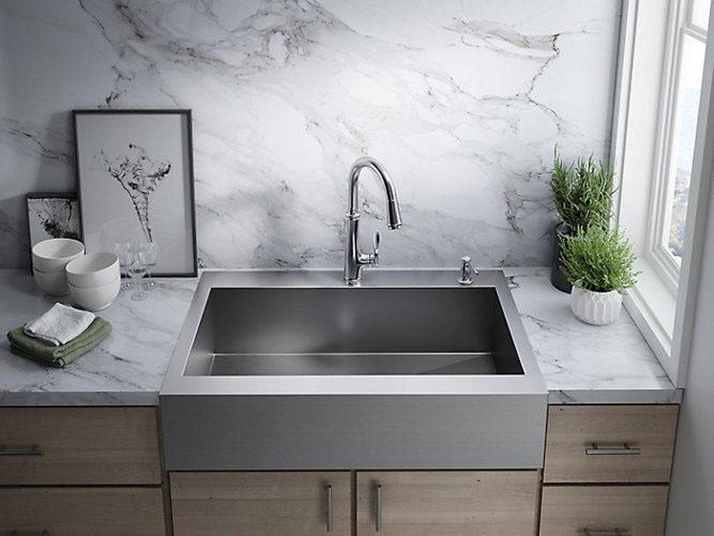 KOHLER Vibrant Stainless Single Handle Pull Down Kitchen Faucet 
