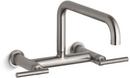 KOHLER Vibrant® Stainless Two Handle Bridge Kitchen Faucet 