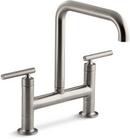KOHLER Vibrant&reg; Stainless Two Handle Bridge Kitchen Faucet 