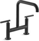 Two Handle Bridge Kitchen Faucet in Matte Black