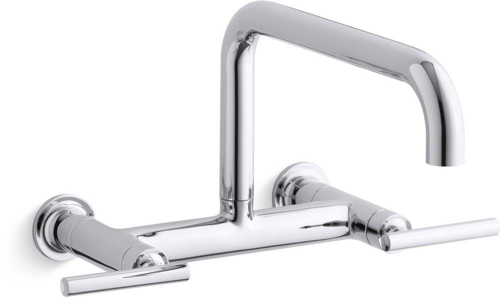 KOHLER Polished Chrome Two Handle Bridge Kitchen Faucet 