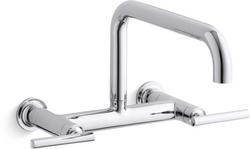 Two Handle Bridge Kitchen Faucet in Polished Chrome