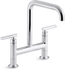 KOHLER Polished Chrome Two Handle Bridge Kitchen Faucet 