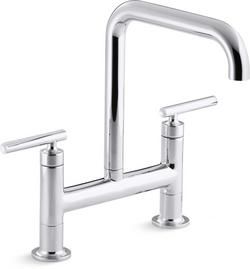 Two Handle Bridge Kitchen Faucet in Polished Chrome