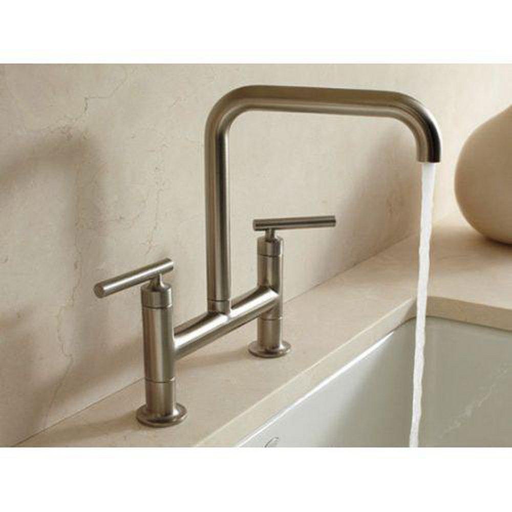 KOHLER Polished Chrome Two Handle Bridge Kitchen Faucet 