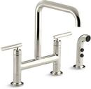 KOHLER Vibrant&reg; Polished Nickel Two Handle Bridge Kitchen Faucet 