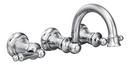 Double Lever Handle Wall Mount Bathroom Sink Faucet in Polished Chrome