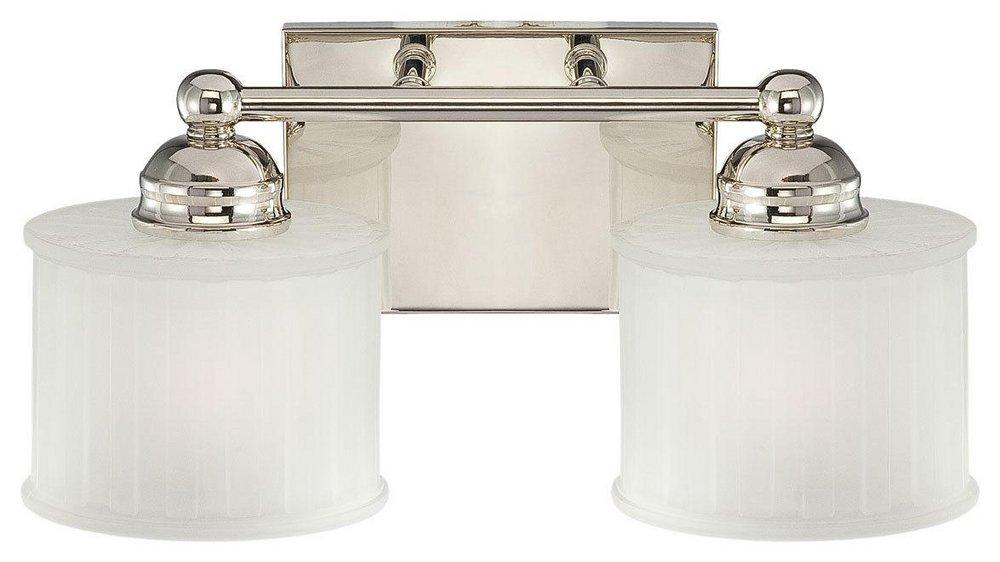 Minka Lavery Polished Nickel 7 in. 100W Bath Light in Polished Nickel with Etched Glass Shade 