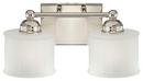 7 in. 100W 2-Light Bath Light in Polished Nickel with Etched Glass Shade