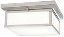 13 in. 60W 2-Light Flushmount in Brushed Nickel with White Glass Shade