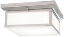 Minka Lavery Polished Nickel 13 in. 60W 2-Light Flushmount with White Glass Shade 