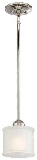 5-1/2 in. 100W 1-Light Mini Pendant in Polished Nickel with Etched Glass Shade