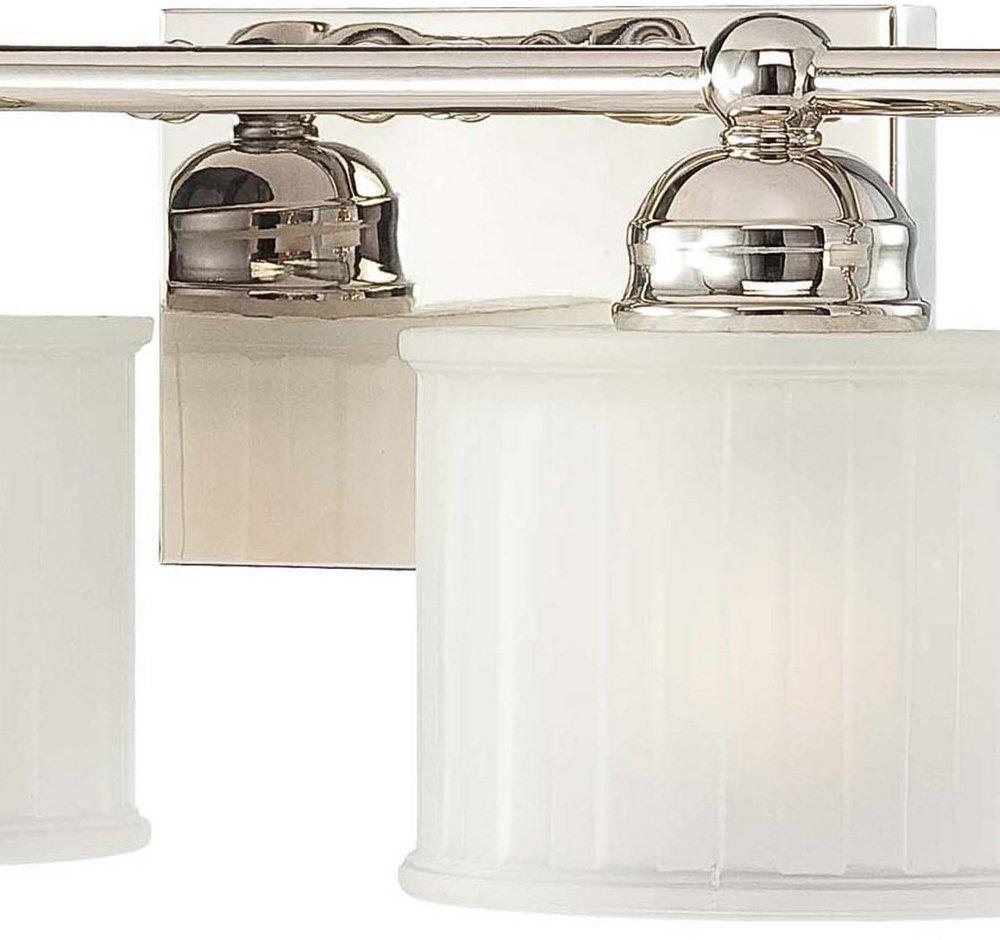 Minka Lavery Polished Nickel 7 in. 100W Bath Light in Polished Nickel with Etched Box Pleat Glass Shade 
