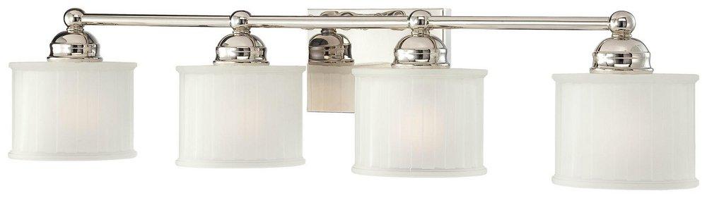 Minka Lavery Polished Nickel 7 in. 100W Bath Light in Polished Nickel with Etched Box Pleat Glass Shade 