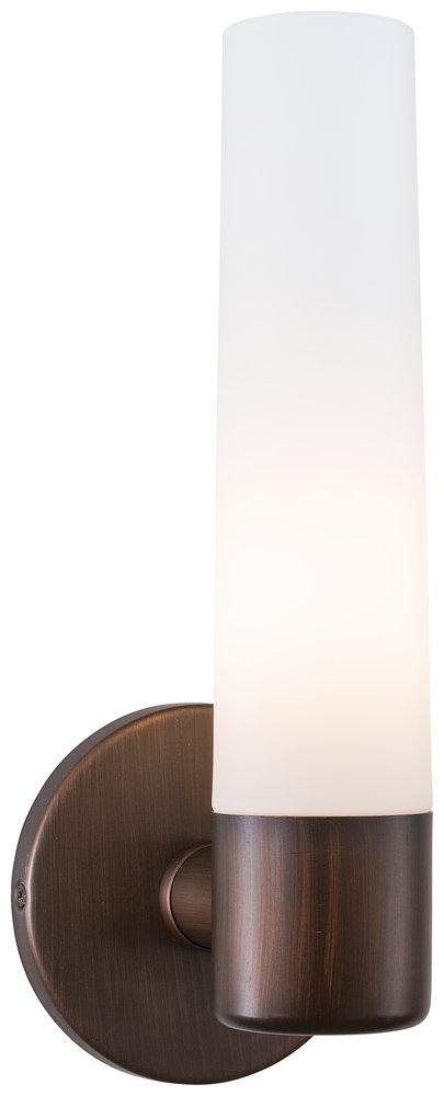 George Kovacs Painted Copper Bronze Patina 60W 1-Light Wall Sconce with Cased Etched Opal Glass 