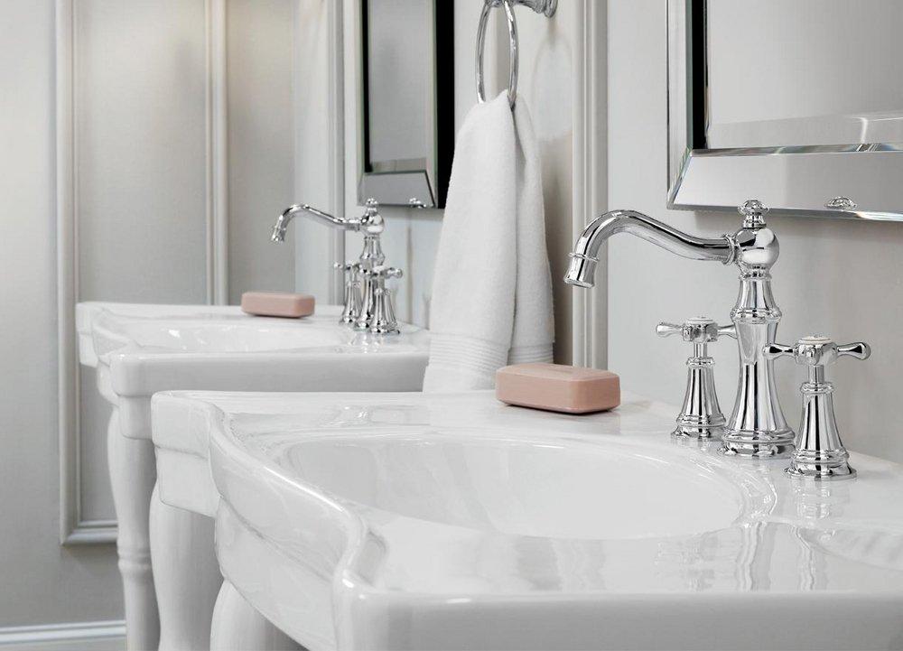 Moen Chrome 3-Hole High Arc Bathroom Faucet with Double Cross Handle 